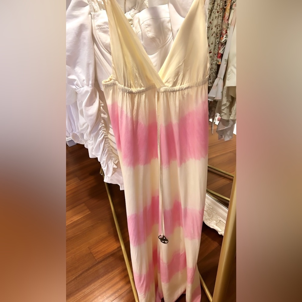 Gypsy 05 100% Silk Pink & Cream Max Dress Medium